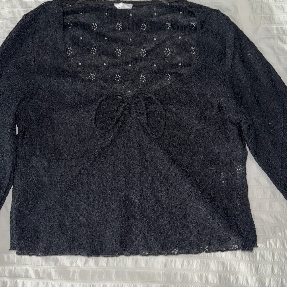 Cotton On Black Tie Front Sailor Collar Blouse